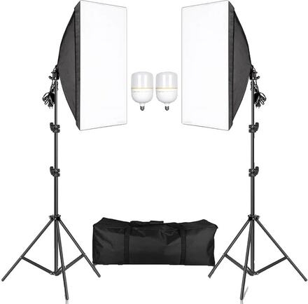 Fotografi Softbox Belysningskit, Professionellt Kontinuerligt Ljussystem, Fotostudio, 135W dagsljuslampa