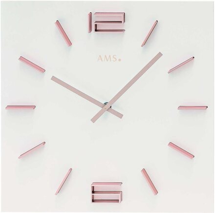 Wall Clock AMS 9592, Quartz, White, Analogue, Modern