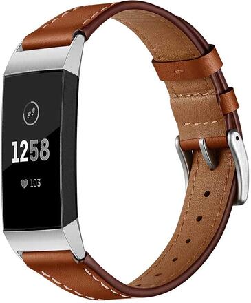 INF Fitbit Charge 3/4 armband läder Brun
