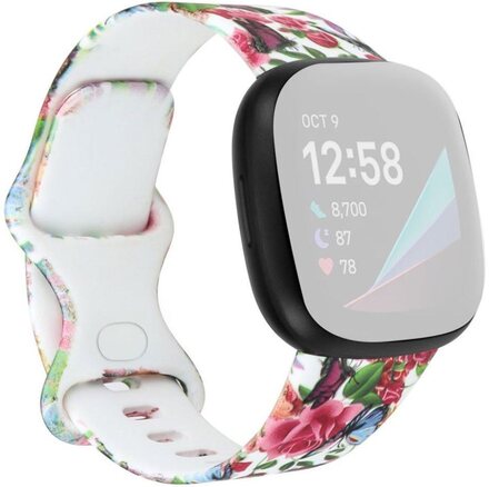 Unique pattern in silicone watch band for Fitbit Versa 3 - Floral Bouquets / Size: L