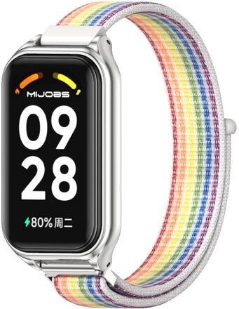 For Redmi Band 2 Mijobs Metal Shell Breathable Nylon Loop Watch Band(Colorful Silver)