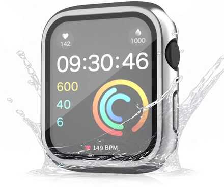 INF 2-pack vattentätt fodral för Apple Watch iWatch 9/8/7/6/5/4 IPX8 silver