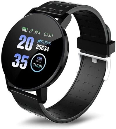Bluetooth Smart Watch Herr Dam Blodtryck SmartWatch Sports Watch Whatsapp för Android iOS Smartwatch (Färg: Svart