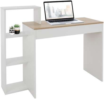 Skrivbord med hylla 110x72x40 cm Vit/Sonoma Oak Wood ML Design