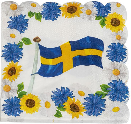 Små servetter svenska blommor 25 cm, 16-pack