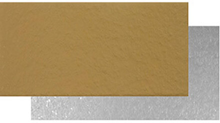 Liten rektangulär tårtbricka, 10-pack, guld/silver 20x10 cm