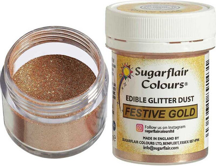 Ätbart glitterpulver, festive gold - Sugarflair