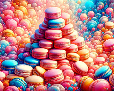 Bunte Macarons – Malen nach Zahlen, 60x50cm / Ohne Rahmen / 24 Farben (Einfach)