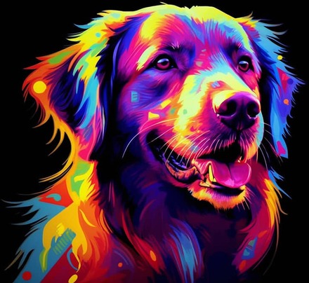 Hund im Profil, Abstrakt - Malen nach Zahlen, 50x40cm / Fertig bespannt / 24 Farben (Einfach)