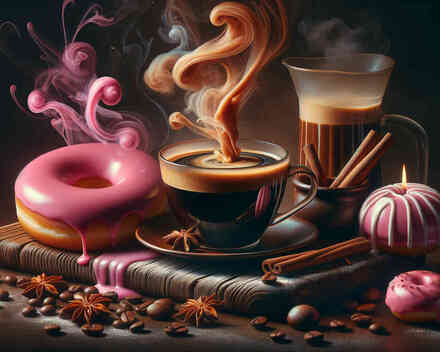 Malen nach Zahlen - Kaffe und Donut, 60x50cm / Ohne Rahmen / 48 Farben (Höchste Details)