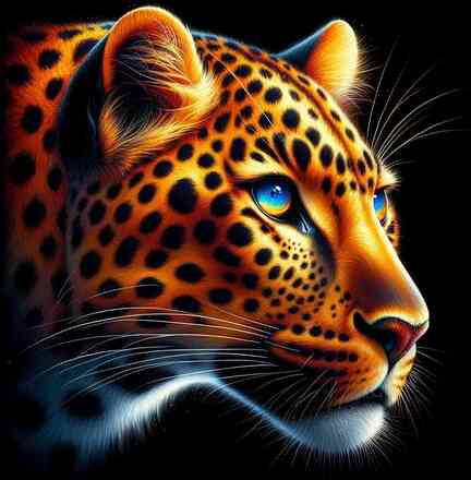 Malen nach Zahlen - Leopard Profil, 40x40cm / Mit Keilrahmen / 24 Farben (Einfach)