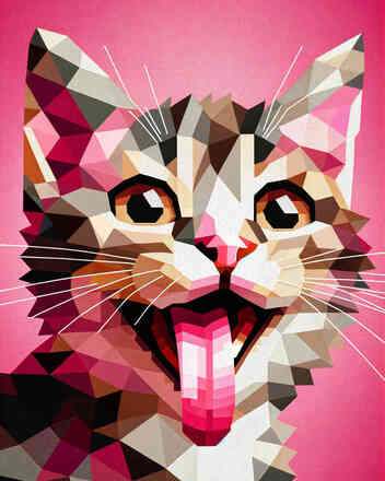 Malen nach Zahlen - Katze streckt Zunge heraus, 50x60cm / Mit Keilrahmen / 24 Farben (Einfach)