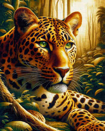 Malen nach Zahlen - Leopard grüne Augen, 40x50cm / Ohne Rahmen / 48 Farben (Höchste Details)