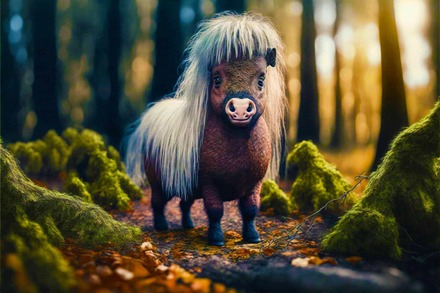 Malen nach Zahlen - Kleines Pony im Wald, 50x40cm / Mit Rahmen / 36 Farben (Bestseller)