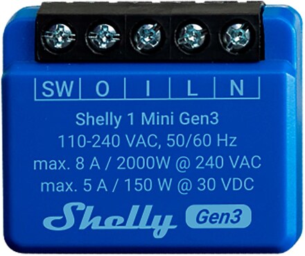 Shelly Plus 1 Mini (Gen3) Smart Relæ - Blå