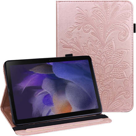 Samsung Galaxy Tab A8 10.5" (2021) - Flip Cover m. Pung - Blomster Aftryk - Rose Gold
