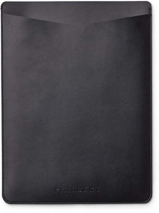 Philbert UltraSlim 15" Vegansk Læder Sleeve m. Strop Til MacBook / Laptop (35,5 x 25 x 2 cm) - Sort