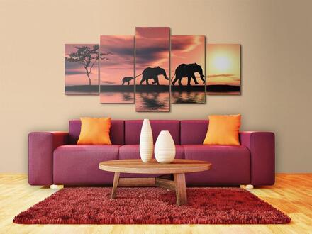 Canvas Tavla - African elephants family - Premium print 100x50