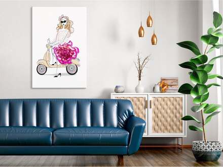 Canvas Tavla - Girl on a Scooter Vertical - Premium print 20x30