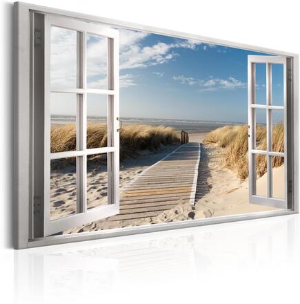 Canvas Tavla - Window: View of the Beach - Standard 30x20