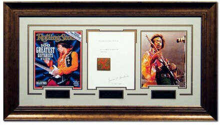 Jimi Hendrix – Rare Concert Worn Scarf Swatch Framed Display