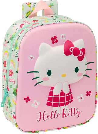 Skolryggsäck Hello Kitty Grön Rosa 22 x 27 x 10 cm 3D