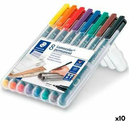 Tuschpennor Staedtler Lumocolor 318 F Multicolour 10 antal