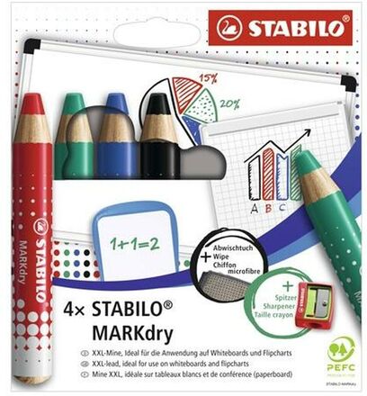 Uppsättning av markörer Stabilo Markdry 4 Delar Multicolour