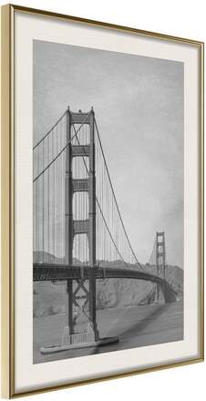Inramad Poster / Tavla - Bridge in San Francisco II - 40x60 Guldram med passepartout