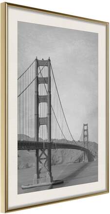 Inramad Poster / Tavla - Bridge in San Francisco II - 20x30 Guldram med passepartout