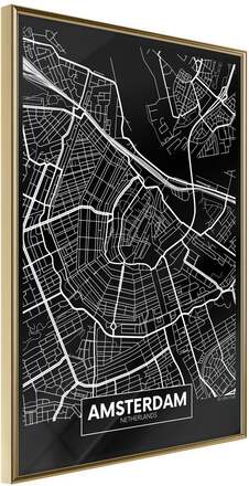 Inramad Poster / Tavla - City Map: Amsterdam