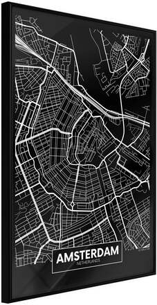 Inramad Poster / Tavla - City Map: Amsterdam