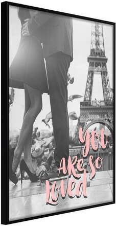 Inramad Poster / Tavla - Love in Paris - 40x60 Svart ram