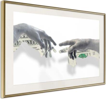 Inramad Poster / Tavla - Touch of Money - 60x40 Guldram med passepartout