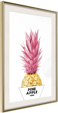 Inramad Poster / Tavla - Trendy Pineapple - 40x60 Guldram med passepartout