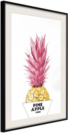 Inramad Poster / Tavla - Trendy Pineapple - 30x45 Svart ram med passepartout