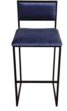 KRALJEVIC BAR CHAIR Barstol med dynor i sammet - Vit Mörkblå 66 cm