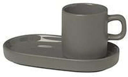 PILAR Set 2 st Espressomuggar med fat - Pewter