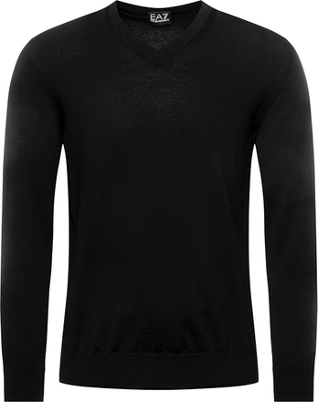 Armani EA7 Knitted V-Neck Shield Logo Jumper Black