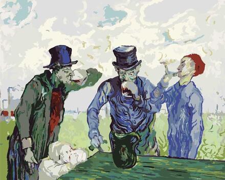 Malen nach Zahlen - Die Trinker - Vincent van Gogh, mit Rahmen