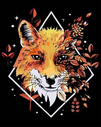 Malen nach Zahlen - Forest Fox - by Tiny Tami, mit Rahmen