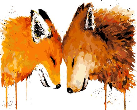 Malen nach Zahlen - Fuchs und Wolf - by Tiny Tami, mit Rahmen