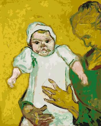 Malen nach Zahlen - Madame Roulin und ihr Baby - Vincent van Gogh, mit Rahmen