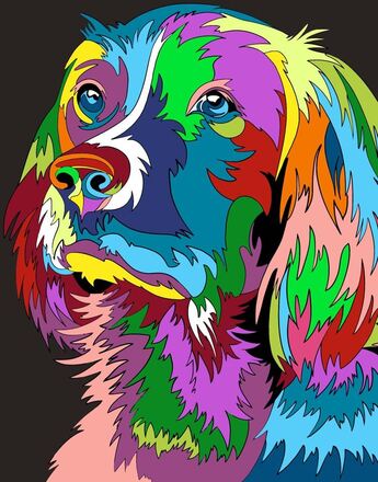 Malen nach Zahlen - Neon Hund, mit Rahmen