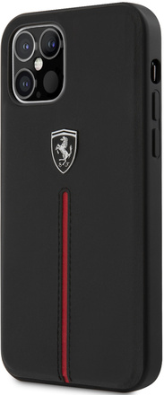 Ferrari Scuderia - Lederen backcover hoes - iPhone 12 / iPhone 12 Pro - Zwart + Lunso Tempered Glass