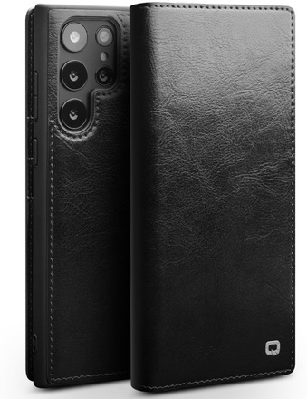 Qialino - Samsung Galaxy S23 Ultra - Leren bookcase hoes - Zwart