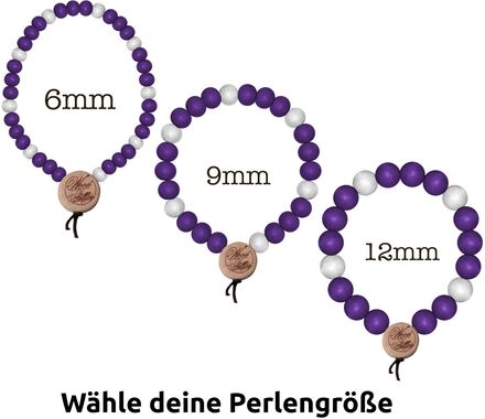 WOOD FELLAS Holz-Armband schicker Mode-Schmuck Deluxe Pearl Bracelet Lila/Weiß