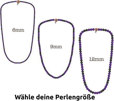 WOOD FELLAS Hals-Schmuck stylische Holz-Kette Deluxe Pearl Necklace Lila/Schwarz