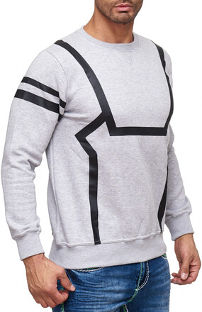 RUSTY NEAL Herren Pullover Sweatshirt mit Kontraststreifen R-19045 Grau/Schwarz