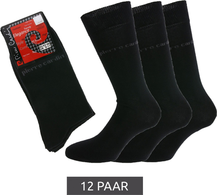 12 Paar Pierre Cardin Socken zeitlose Freizeit-Strümpfe mit hohem Baumwollanteil Schwarz